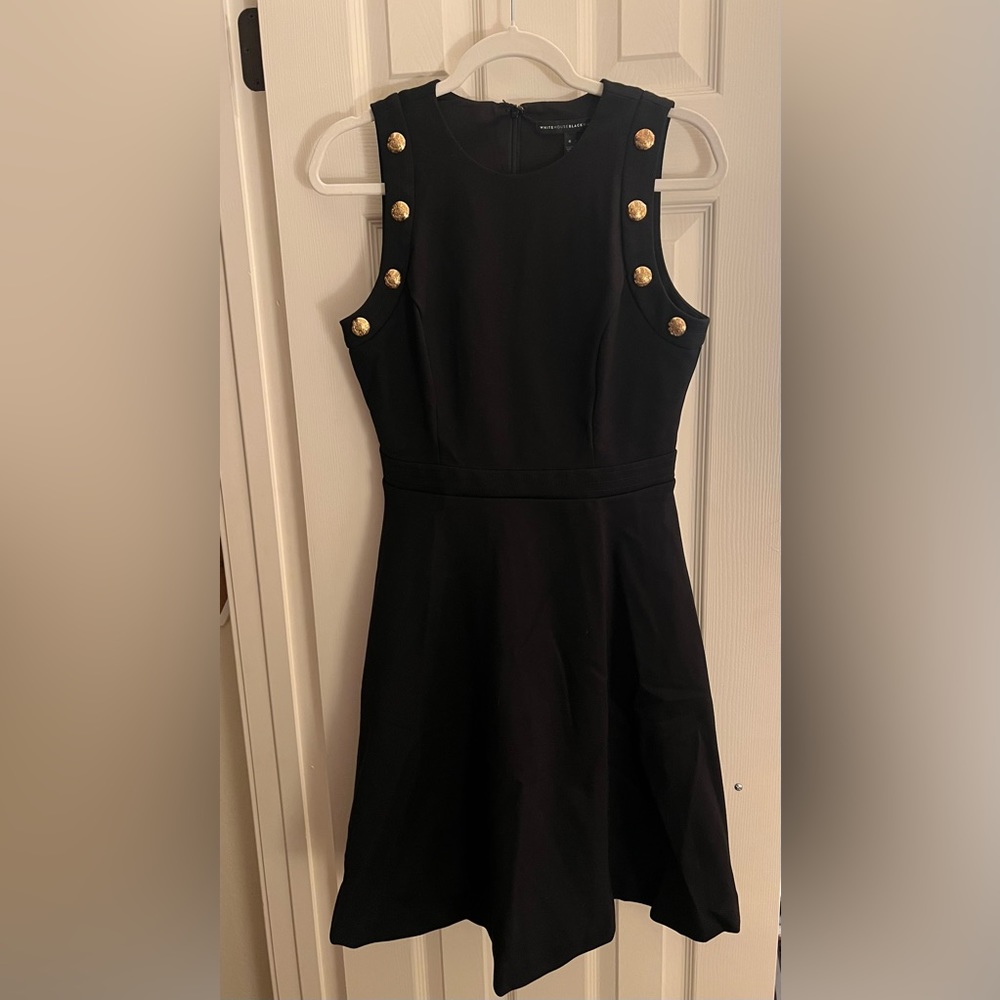 Black Dress with Gold Button Detail | Size 6